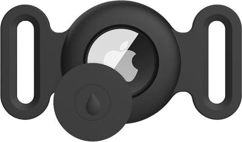 Meliya Custodia per Apple Airtag Collare Cani, Pet Custodia Protettiva in Silicone per Apple Airtag GPS Finder per Cani, Porta per Animali Domestici (Nero)