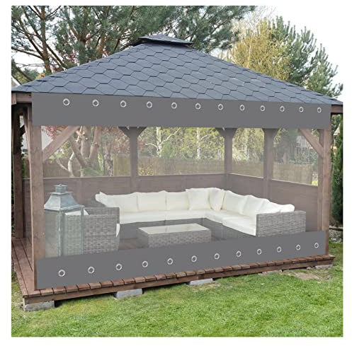 VagxTbs Outdoor-Vordach-Vorhang, mit Durchsichtigem Tarp-Paneel, für Pergola, Veranda, Gartenlaube, Cabana(4'Hx8'W/1.2x2.4m)