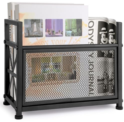 OFIDELITY Black Magazine Holder, Metal Magazine Rack Floor, Mesh Magazine File Holder, Magazine Storage Basket, Magazine Holders for Classroom,Magazine Stand for Desk, Folder Organizer Bin for Books