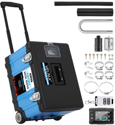 Diesel Air Heater,12V 8KW Portable All-in-One Truck Heater with Luggage-style with a retractable handle,Remote Control for Car,Truck,Boat,Bus,RV,Camper（Blue）