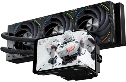 TR-Thermalright Wonder Vision 360 Turbo ARGB Black Wasserkühlung, 6,67'' 3D Curved Bildschirm mit 2400x1080 Auflösung-Magnetisch, 360mm Aio Schwarz, für AM5,LGA1851/1700