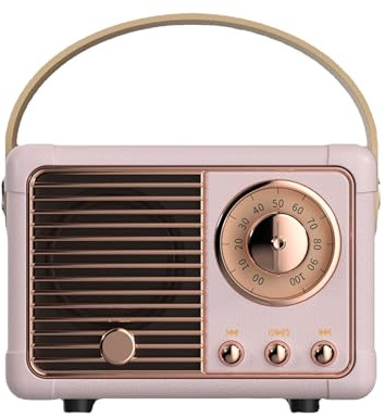 Luonaa Retro Bluetooth Speaker, Vintage Wireless Portable Speaker – Birthday Gifts for Girls, Teenage, Women, Room Decor, Cute Mini Speaker for Travel, Indoor & Outdoor (Pink)