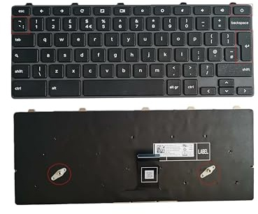 XINDIKBHUB UK New Laptop Keyboard for Dell Chromebook 11 3100 3110 5190 Notebook Replacement laptop Keyboard -without Backlit/Black/Power Key