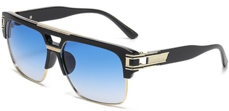 LRANOLWXV Polarisierte Sonnenbrille für Herren und Damen, Doppelbrücke, halber Rahmen, Metall, dekoriert, Sonnenbrille, klassisch, luxuriös, Vintage, Sonnenbrille, Fahren, Reisen, Angeln
