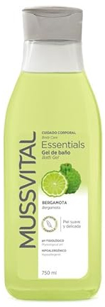 MUSSVITAL Essentials Gel de Baño Bergamota pH 5.5 con Pantenol, 750 ml | Gel de baño con pH 5.5 fisiológico, pantenol y base lavante suave, para la limpieza diaria y el cuidado de la piel