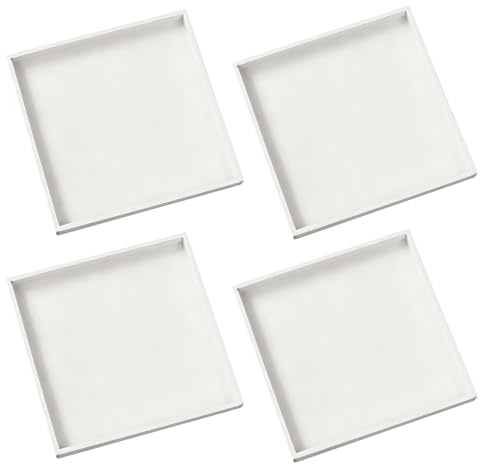 Bofanze 4 Pezzi Vassoio Legno Bianco Quadrato Vassoio Bagno Portaoggetti