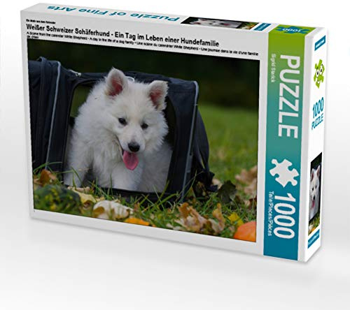 CALVENDO Puzzle EIN Motiv aus dem Kalender Weißer Schweizer Schäferhund - EIN Tag im Leben Einer Hundefamilie | 1000 Teile Lege-Größe 64 x 48 cm Foto-Puzzle für glückliche Stunden