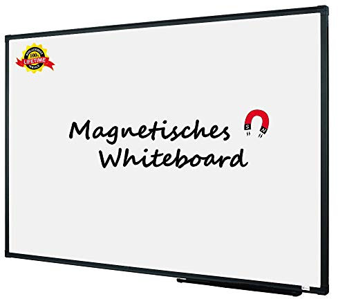 Lockways Whiteboard - Magnetisch Stabil Praktische - Weißtafel 60 x 90 cm schwarz Aluminiumrahmen für Schule, Wohnung und Büro