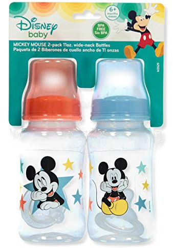 Disney Mickey MousePlaytime 2-Pack Wide-Neck Bottles - Blue, one Size