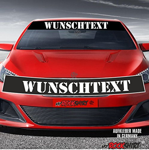 Motorsport Blendstreifen+Wunschtext Aufkleber für alle PKW Personalisierter Text Aufkleber freie Farb&Text Wahl Keil Sonnenschutz Blendschutz Aufkleber