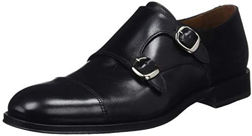 Lottusse L6964, Zapatos Doble Hebilla Hombre, Negro (Ebony Negro), 41 EU
