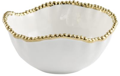 Pampa Bay Golden Salerno - Ensaladera Mediana Porcelana (Blanco y Dorado)