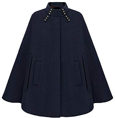 PengGengA Women's Spring Artificial Wool Cape Blazer Trench Duster Coat Casual Open Front Long Cloak Solid Color Suit Jacket Blue