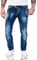 Rock Creek Herren Jeans Hose Regular Slim Stretch Jeans Herrenjeans Herrenhose Denim Stonewashed Basic Stretchhose Raw RC-2110A Dunkelblau W32 L34
