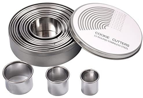 ZITFRI 12PCS Emporte Piece Rond Cercle Patisserie Emporte pièces Cuisine pour Biscuits Pâtes à Sucre Gâteaux Cookie Cutter