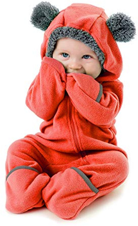 Cuddle Club Fleece Baby Schlafsack mit Füßen - Winter Overall und Bär Kostüm Kinder für Neugeborene bis 5 Jahre - Kuscheliger Strampler mit Beinen - 6-12 Monate