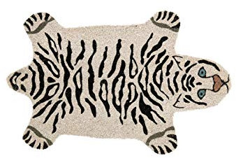 Fisura - Fußmatte außen Weißer Tiger aus Kokosnuss mit Rutschfester PVC-Rückseite. Lustige Welcome Fußmatte. Handbemalt. Größe: 70 cm x 40 cm.