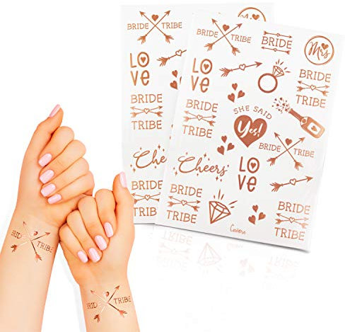 Cavore – 40 JGA Tattoos in Rosegold metallic – Bride Tribe – Deko Accessoires für Junggesellinnenabschied und Hochzeit