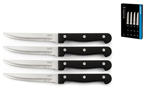 H&H Scatola 4 Coltelli Superior Inox, Punta Seghettata