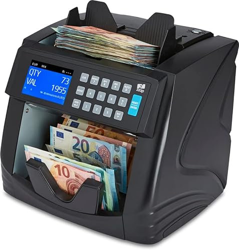 ZZap NC60 Banknotenzähler mit Wertzählung für gemischte Stückelung & 100% genaue Fälschungserkennung - Geldzähler Geldzählmaschine