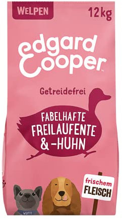 Edgard & Cooper Welpenfutter, Trockenfutter für Hunde (Ente & Huhn, 12kg), Hundefutter trocken getreidefrei ohne Zucker, natürliche Zutaten und frisches Fleisch, voller essentieller Aminosäuren