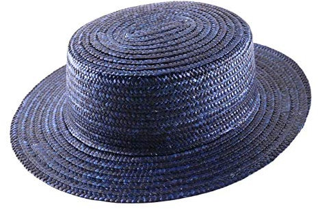 Classic Italy - Chapeau canotier Paille Homme ou Femme Nude Boater - Taille 62 cm - Bleu