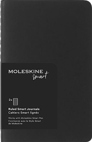 Moleskine Intelligentes Cahier-Journalset mit 2 Digitalen Cahiers mit Linierten Seiten, Kompatibel mit Pen +, Karteneinband, Taschenformat 9 x 14 cm, Schwarz, 64 Seiten