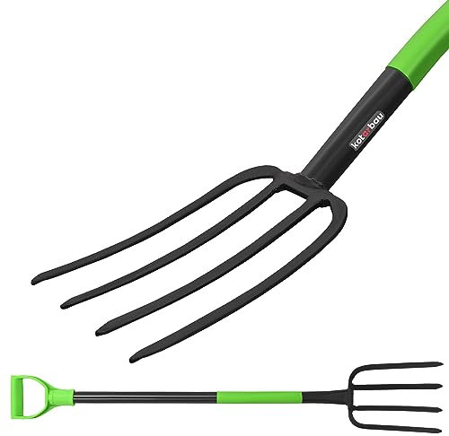KOTARBAU® Forcone a 4 Denti in Acciaio Temprato Forchetta da Giardino con Manico in Metallo 115 cm Forca da Giardino Strumenti Manuali Attrezzi Accessori da Giardino
