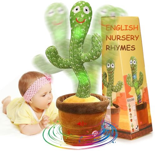 seOSTO Volume Control Singing Dancing Talking Cactus Toy Repeat What You Say, Babies Toddlers Encourage Speech Toys, Gifts for Kids Year Old Boys Girls