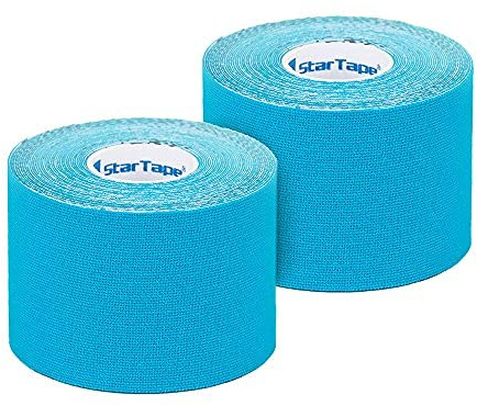 SL StarTape power - Kinesiologietape, Sporttape aus Baumwolle, selbstklebendes Physiotape, wasserabweisend, hautfreundliches Taping, 5 x 550 cm, blau, 2er Set