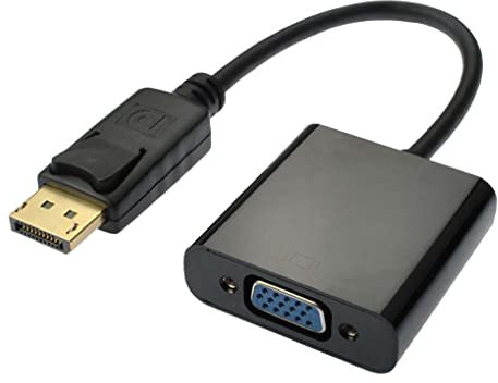 Displayport to VGA, 25cm long Gold-Plated DP to VGA Adaptor Converter Cable, PVC Jacket Protected, Male to Female Cable for Mac book Computer Projector Monitor HDTV & Multi-Media Devices (Black)