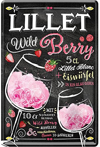 Generisch Tin Sign Blechschild 20x30 cm LILLET Wild Berry Cocktail Rezept Wand Deko Bar Kneipe Cafe Pub