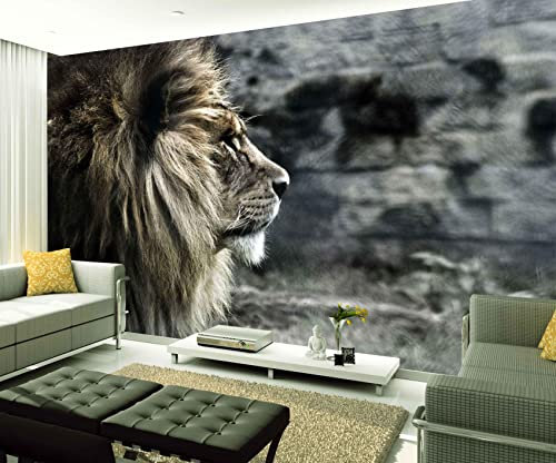 XAONUO Animal 3D Effect Photo Wallpaper Retro Animal Lion 400X280Cm Wallpaper 3D Panoramic Wall Tapestry Photo Wallpaper Mural Large Mural Bedroom Eco-Friendly Wallpaper Decoration