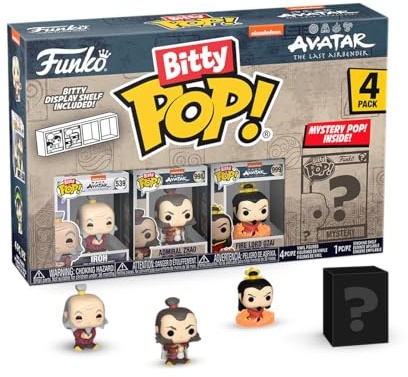 Funko Bitty POP! 4 Pack: Avatar: The Last Airbender - Iroh, Zhao, Ozai | Official Anime Merch - Tiny 0.9 inch Figures with Display Shelf - Cake Topper, Party Bag and Stocking Filler Gift