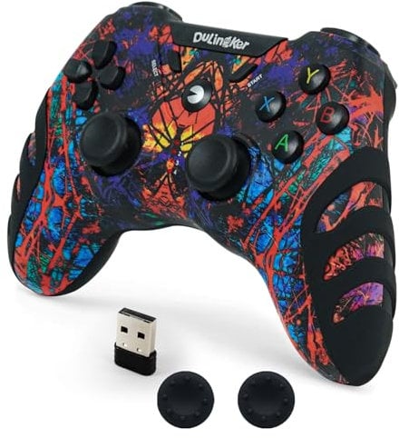 DuLingKer Mando PC Inalámbrico, Mando PS3 PC Gamepad con Hall Effect Joystick y Doble Vibración, Inalámbrico 2,4G Game Mandos para Windows 11 10 8 7, PS3, Android TV, TV Box, Steam, Raspberry Pi
