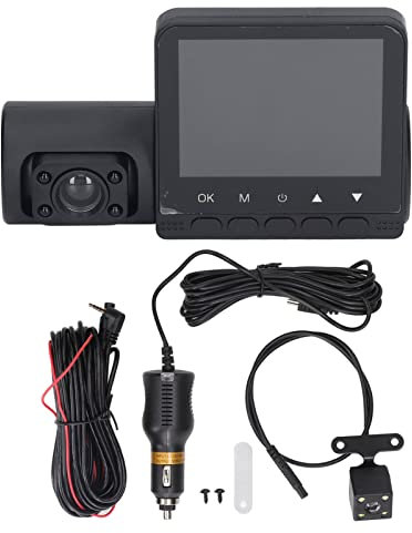 3 Channel Dash Cam Dash Camera for Cars Front Inside Rear Three Way Night Vision HD 1080P Car Camera Loop Recording Motion Detection Parking Monitor 360° Rotatable 2 Inch Dashcam