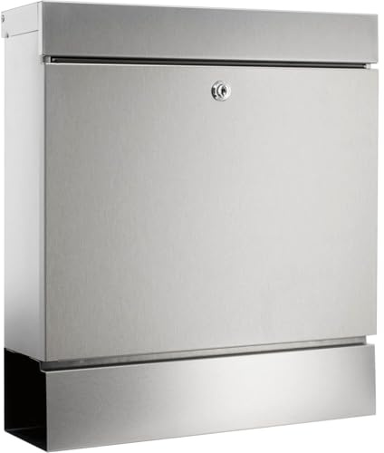 BURG-WÄCHTER Briefkasten Edelstahl mit Zeitungsbox, DIN C4 Einwurf-Format, Mit 2 Schlüssel, Seattle 3848 NI, Silber