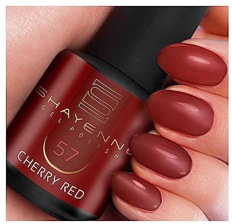SHAYENNE UV Gel Nagellack - 57 Cherry Red Rot 15 ml - Langanhaltend, Kratzfest & Hochglänzend - Profi-Qualität - LED kompatibel - Perfekt für Zuhause & Studio - Made in Germany
