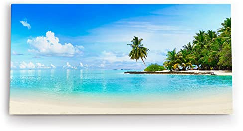 Wandbild 120x60cm Karibik Südsee Palmen Strand Meer Sommer