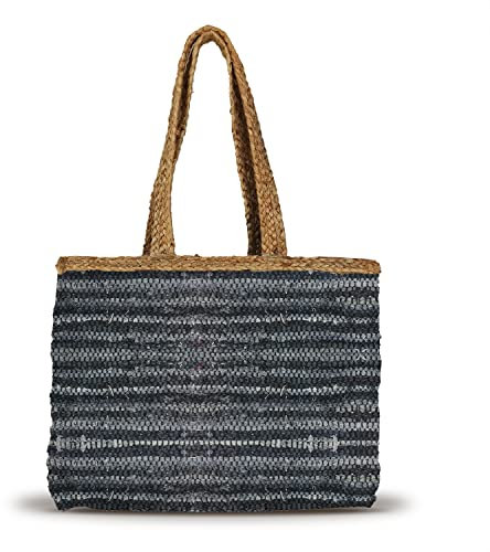 Banzaii Bolsa de verano para mujer, bolso bandolera colorido, bolso de hombro bohemio de paja para el mar, tejido a mano Saint-Tropez Negro