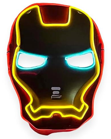 Prysm Gaming Iron Super Hero Avengers Mask Light Up LED El Wire Full Face Party Costume Dress Up, Cosplay, Halloween Trick or Treat