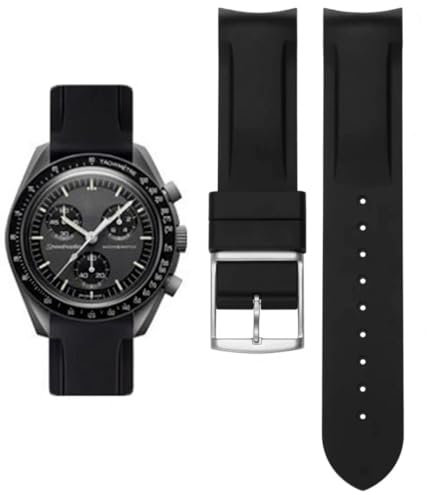 AIYIRUO Uhrenarmbänder für Omega x Swatch Armband MoonSwatch/Rolex Watch/Uhr,20mm Gummi Omega X Swatch Moonswatch Speedmaster Ersatzband, Gebogenes Moonswatch Swatch Armband für Männer und