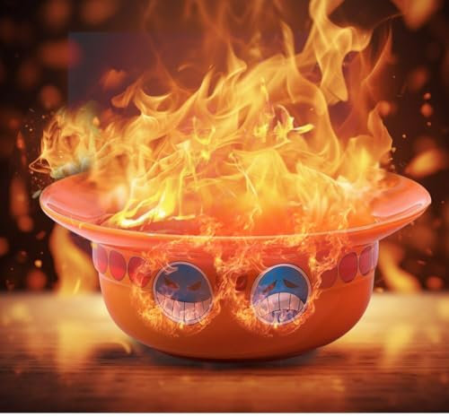 shiningsoul Hat Ramen Bowl Set (Orange Ceramic Bowl + Wooden spoon & Chopsticks) Dishwasher & Microwave Safe - Good Gift for Fans
