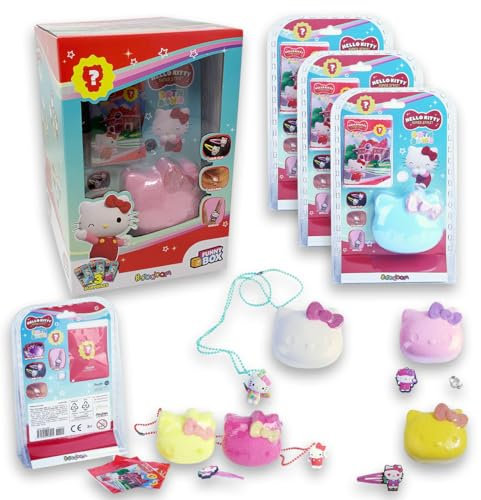 Sbabam Funny Box Hello Kitty Bath Bomb, bombes de bain enfants avec surprise, 3 pièces, vous pouvez trouver une bague, un collier ou une pince à cheveux - Hello Kitty Gadget pour cadeau fille 8 ans,
