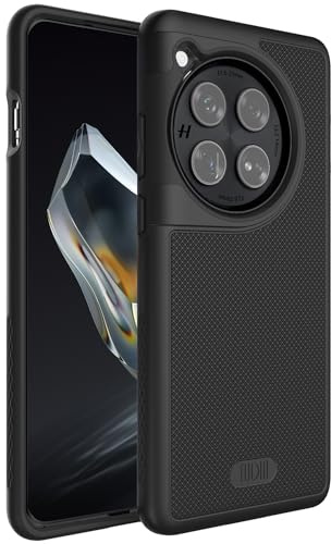 TUDIA DualShield Grip kompatibel mit OnePlus 12 Hülle 5G (2024), [MergeGrip] Stoßfestes Dual Layer Dünn TPU Militär Grade Schlanke Passform Hochleistungsschutz Handyhülle - Matt Schwarz