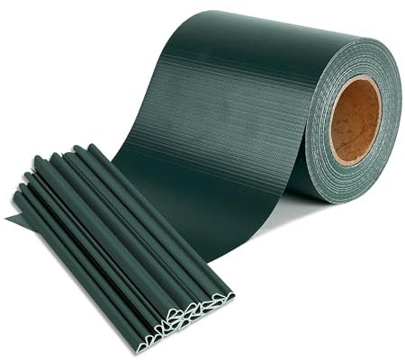 ACXIN PVC Sichtschutzfolie Sichtschutzstreifen Garten Sichtschutz Zaun Inkl. 30xBefestigungsclips 450g/m² - (19cm*65m Grün)