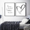Herfair Bilder Wohnzimmer Poster 2er Set Schwarz-Weiß Liebe Text Wandbilder Wohnzimmer Einfachheit Wanddeko Leinwandbilder Ohne Rahmen (40 x 50 cm)