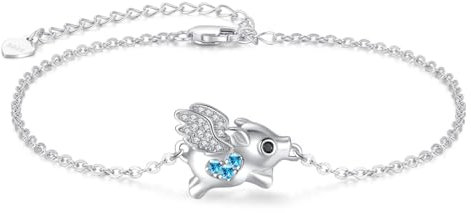 TANGPOET Schweinchen Armband 925 Sterlingsilber Mädchen Damen Armband Niedliche Tiere Geschenk Schmuck für Frauen Mädchen
