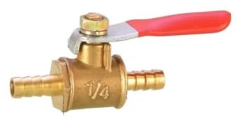 Red Handle Copper Small Valve 6mm 8mm 10mm 12mm Hose Barb Inline Brass Water Oil Air Gas Fuel Line Ball Valve Pipe Fittings (Color : OD10MM, Size : 1PCS)