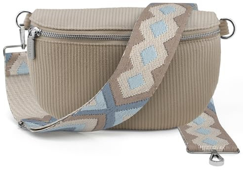 Artvall - Umhängetasche Cord Tasche Handtasche weiche Cordtasche Bauchtasche Klein mit Schultergurt Design Taschenband abnehmbar verstellbares Riemen Crossbody Bag Hüfttasche Damen mit Reißverschluss